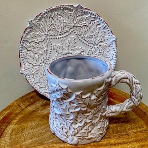NWOT MUD PIE Snowflake Mug & Plate Set